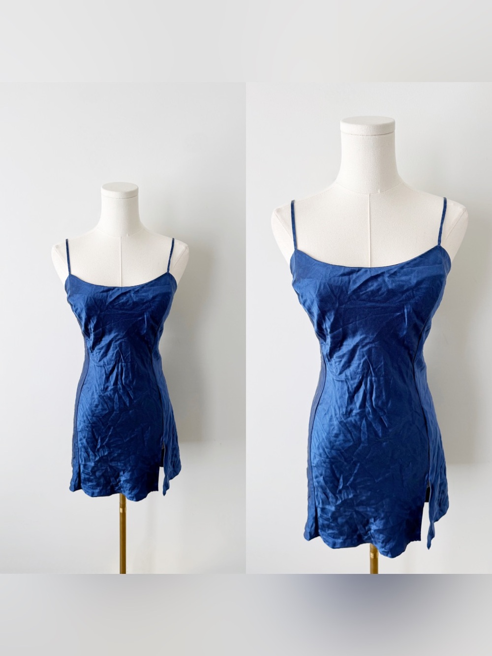Vintage 1998 Victoria’s Secret Royal Blue 100% Silk Slip Mini Dress
